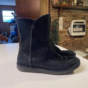 UGG Alida 7 Black Suede Ankle Boots Unlined Slouch Pull On Bootie